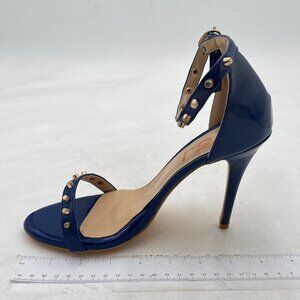 FSJ Blue Rivets Studded Ankle Strap Sandals Fashion Open Toe High Heels Shoes